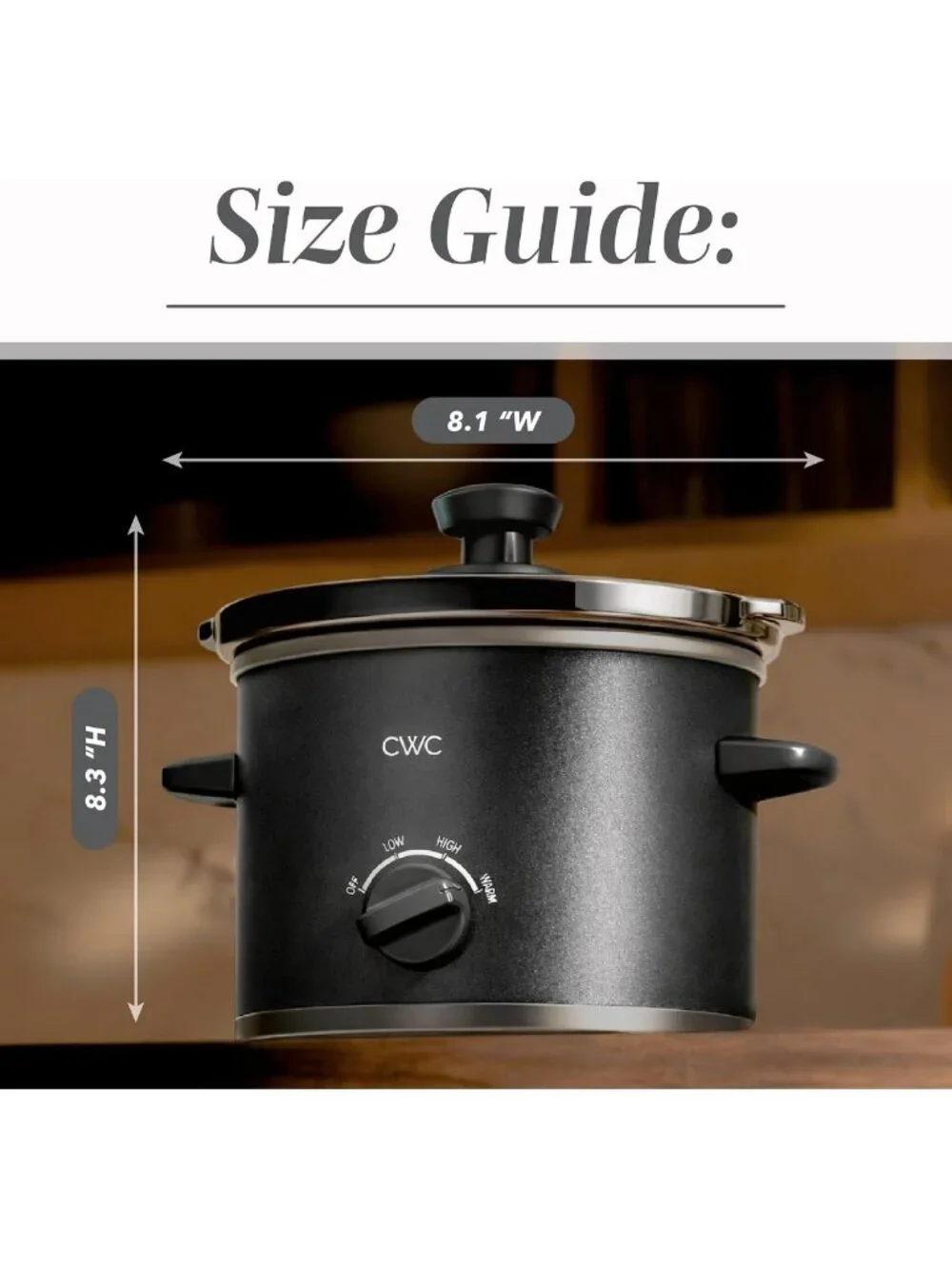 Mini Electric Round Slow Cooker 2QT - Adjustable, Removable Pot, Glass Lid